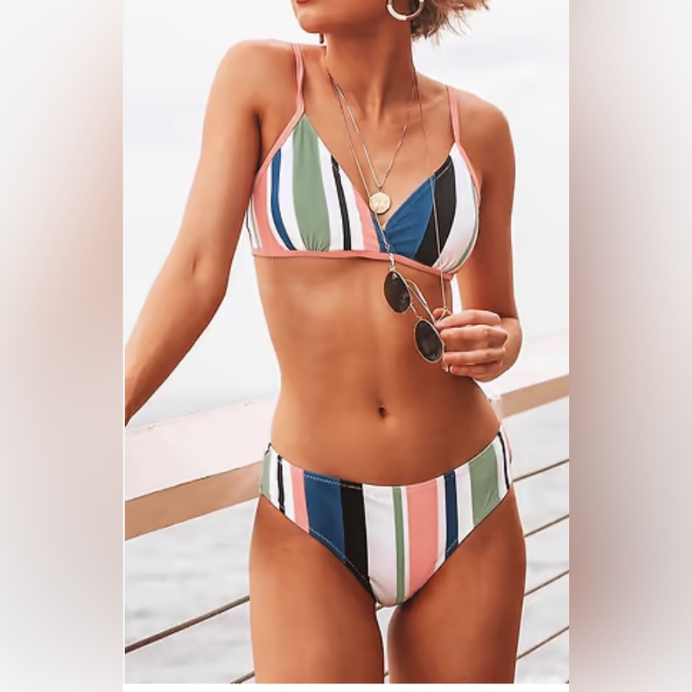 Striped Multicolor Bikini Set Size XL